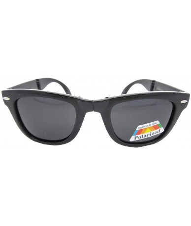 Square Square Folding Sunglasses + Free Carry Cae + Free Cleaning Cloth (SHINY BLACK/POLARIZED) - CN11XOI69I9 $15.41