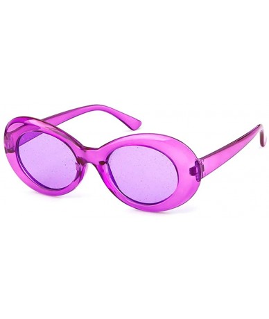 Oversized Retro Clout Goggles Oval Sunglasses Mod Thick Frame Kurt Cobain - Transpar Purple - C1192HUAYMX $22.26