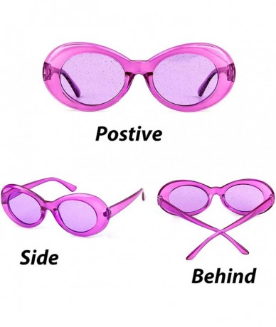 Oversized Retro Clout Goggles Oval Sunglasses Mod Thick Frame Kurt Cobain - Transpar Purple - C1192HUAYMX $8.60