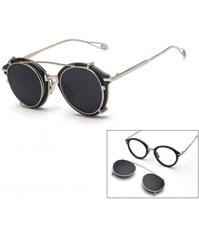 Aviator Vintage Eyewear With Sunglasses Flip Cover Classic Designer Sun Gold Black - Gold Pink - CH18XE0XTE0 $22.29