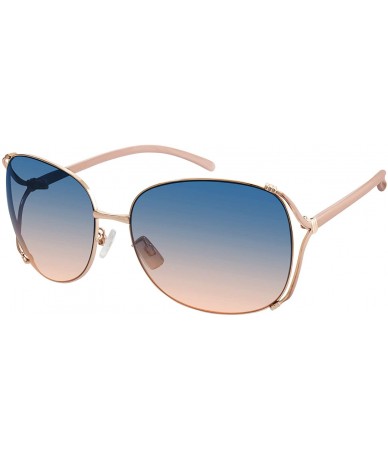 Shield Women's R3292 Rectangular Vented Metal Sunglasses with 100% UV Protection - 65 mm - Gold & Nude - CK18O300HKA $91.51