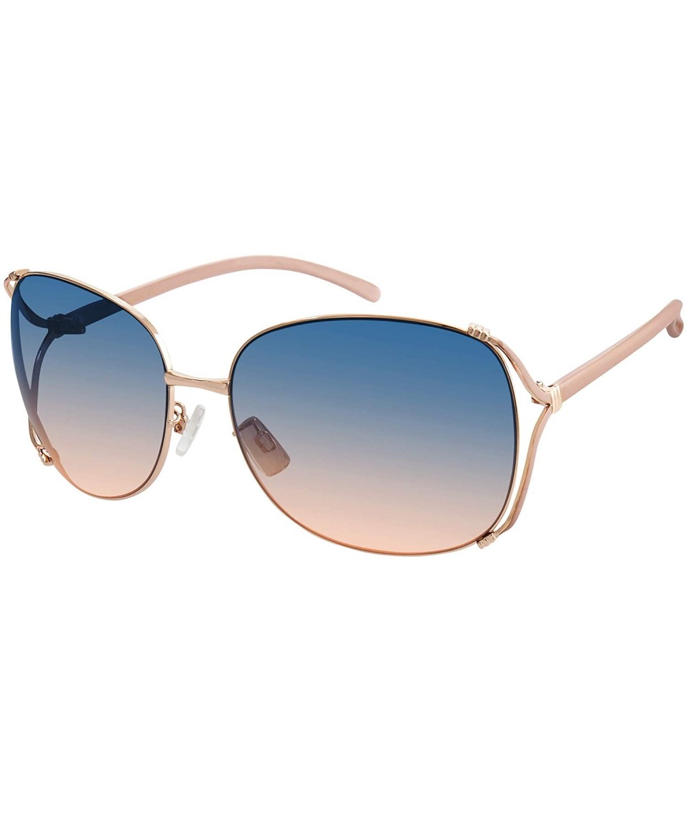 Shield Women's R3292 Rectangular Vented Metal Sunglasses with 100% UV Protection - 65 mm - Gold & Nude - CK18O300HKA $41.60