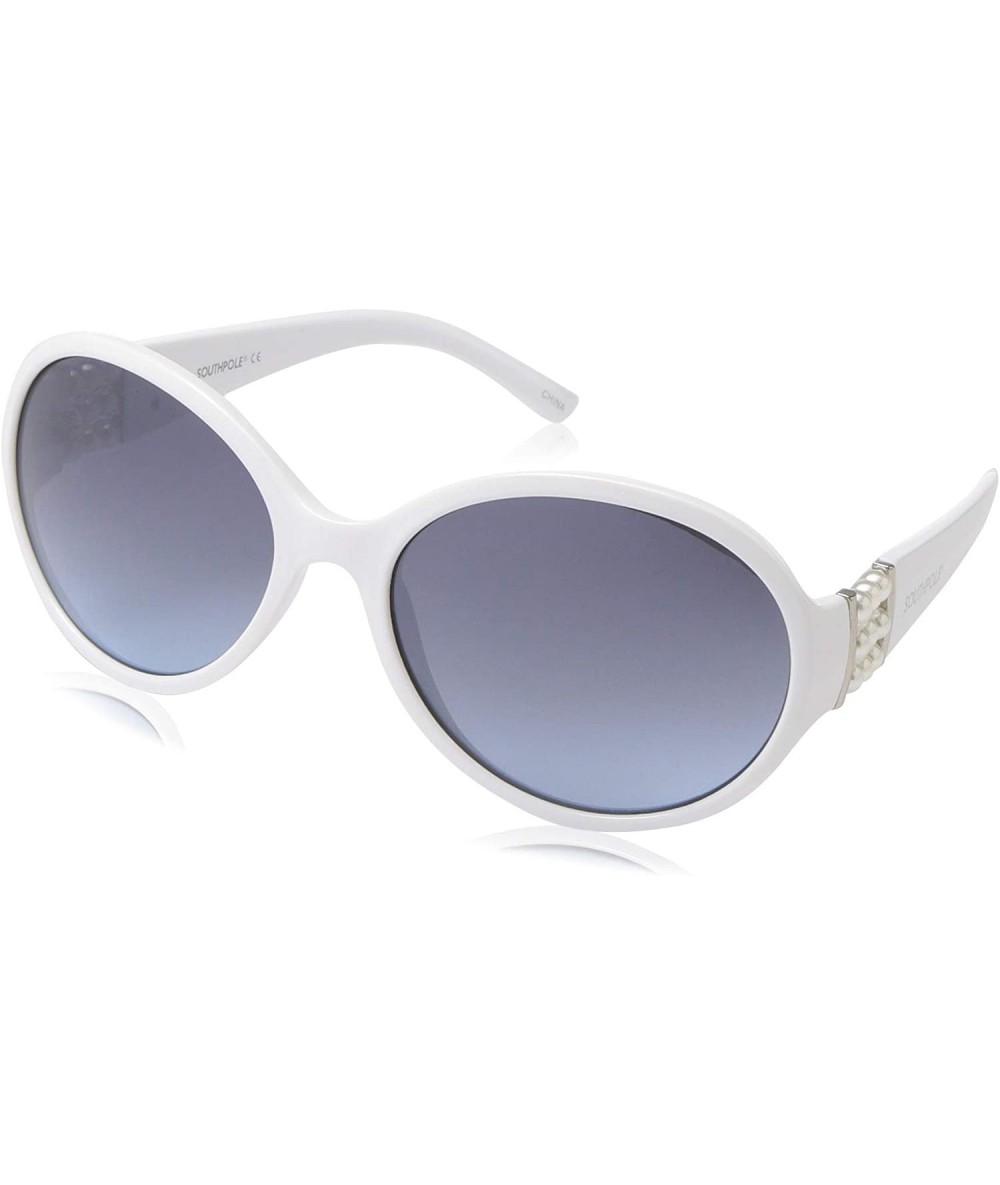 Oval Women's 1016SP Oval Sunglasses with Triple Row Pearl Temple Detail & 100% UV Protection - 68 mm - White - CB18NRGA958 $2...