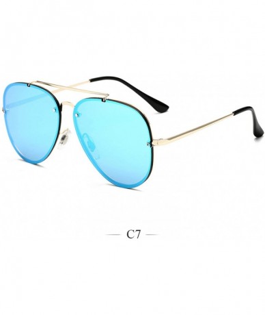 Oversized Men Women Lens Oversized Sun Glasses Fashion Retro Round Sunglasses Vintage Luxury Mirror - 5 - CY198ZQYC2L $65.30