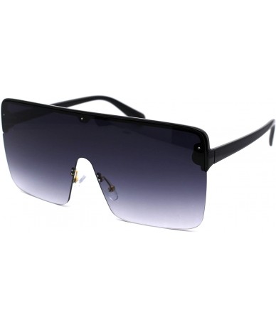 Shield 80s Retro Robotic Large Shield Flat Top Plastic Sunglasses - Black Smoke - CC18XOZ78D0 $12.46