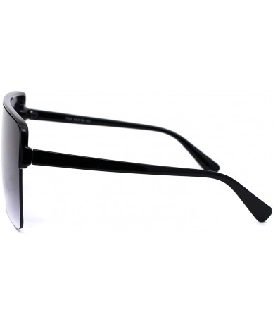 Shield 80s Retro Robotic Large Shield Flat Top Plastic Sunglasses - Black Smoke - CC18XOZ78D0 $12.46