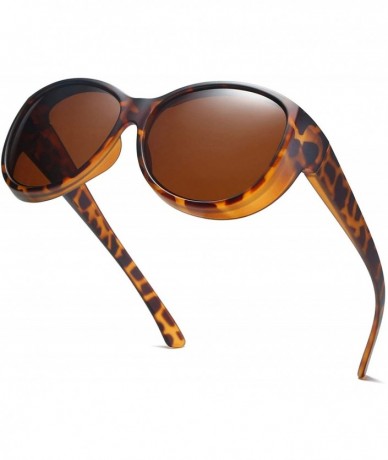 Sport Fitover Sunglasses for Women Polarized UV Protection SJ2108 - C2 Matte Tortoise Frame/Brown Lens - CT194ZXM7I4 $13.61
