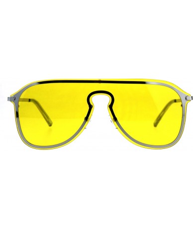 Aviator Designer Style Sunglasses Unisex Retro Keyhole Aviator Fashion Color Lens - Silver (Yellow) - CR18E8HWTZZ $13.12