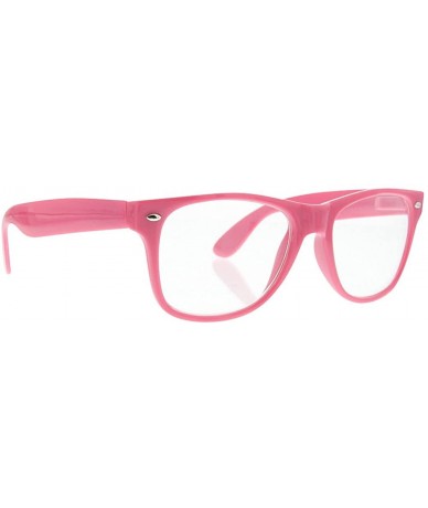 Wayfarer Halloween Costume Glasses for Women and Men Clear Lens Nerd - Pink - CU180TMD3WQ $9.64