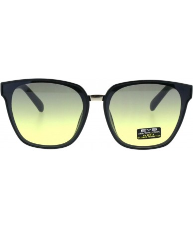 Rectangular Womens Designer Fashion Mod Horn Rim Rectangular Plastic Sunglasses - Black Yellow - CU18EQ9ZMNH $9.32