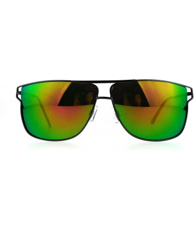 Square Unisex Designer Fashion Sunglasses Metal Wire Square Frame Mirror Lens - Gunmetal (Pink Green Mirror) - CS1875Q80S5 $2...