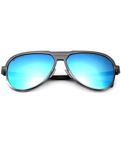 Sport Classic Aviator Polarized Sunglasses UV Mirrored Lens Aluminum Frame - Gray & Blue - C8182DEG2R3 $11.03