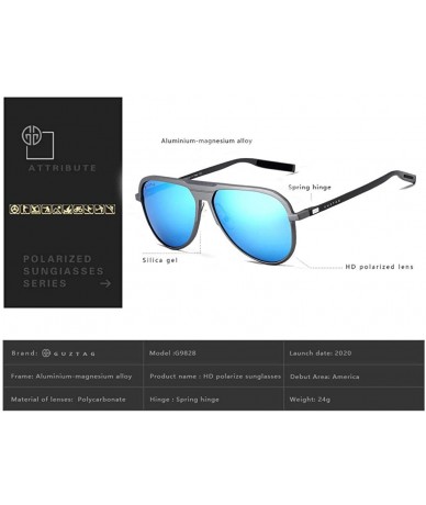 Sport Classic Aviator Polarized Sunglasses UV Mirrored Lens Aluminum Frame - Gray & Blue - C8182DEG2R3 $11.03