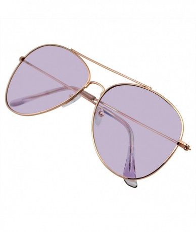 Aviator Sunglasses Mens Womens Retro Color Tinted Lens Aviator Sunglasses - Purple - CX18W0Q90M9 $10.25