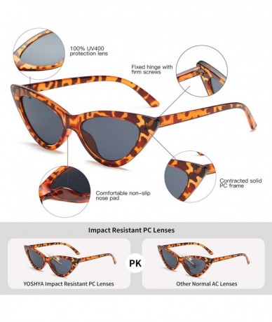 Oversized Retro Vintage Narrow Cat Eye Sunglasses for Women Clout Goggles Plastic Frame - Leoaprd Grey + Red Grey - CF18RLXD4...