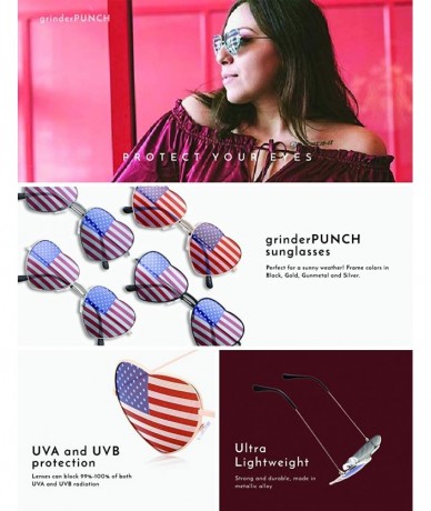 Round Womens Heart Shaped American Flag Cute Sunglasses - Gunmetal - C018M5H2X98 $11.16