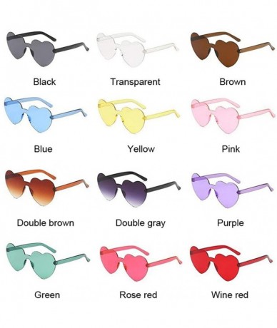 Rimless Sunglasses Women Transparent Plastic Glasses Style Sun Glasses Female Clear Candy Color Lady Love Heart Lens - C5190S...