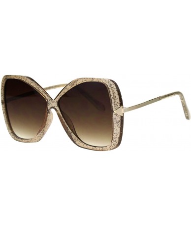 Oversized Oversized Fashion Sunglasses Womens Square Butterfly Arrow Frame UV 400 - Glitter Brown (Brown) - CM18AT2WRTM $21.59