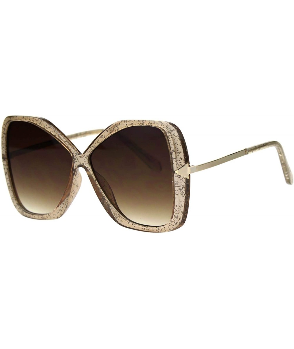 Oversized Oversized Fashion Sunglasses Womens Square Butterfly Arrow Frame UV 400 - Glitter Brown (Brown) - CM18AT2WRTM $8.52