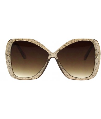 Oversized Oversized Fashion Sunglasses Womens Square Butterfly Arrow Frame UV 400 - Glitter Brown (Brown) - CM18AT2WRTM $8.52
