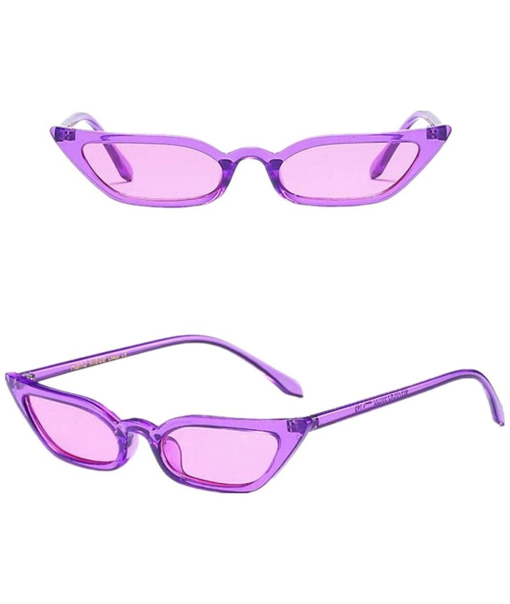 Rimless Sunglasses for Women - Vintage Cat Eye Sunglasses Retro Small Frame UV400 Eyewear Fashion Ladies - Purple - CN18DHM4N...