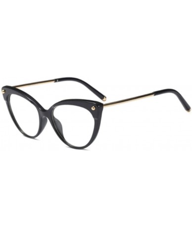 Cat Eye Unisex Retro Plastic Metal Round Full Frame Cat Eye Design Sunglasses - Bring Black - CJ18T4UG4A0 $9.17