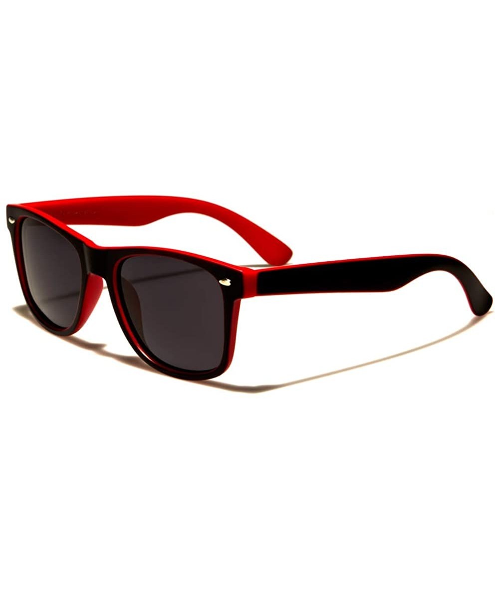 Wayfarer Sunglasses Classic 80's Vintage Style Design (Two Tone Soft Finish- Black- Polarized) - Red - CF18KDMN4OT $10.13