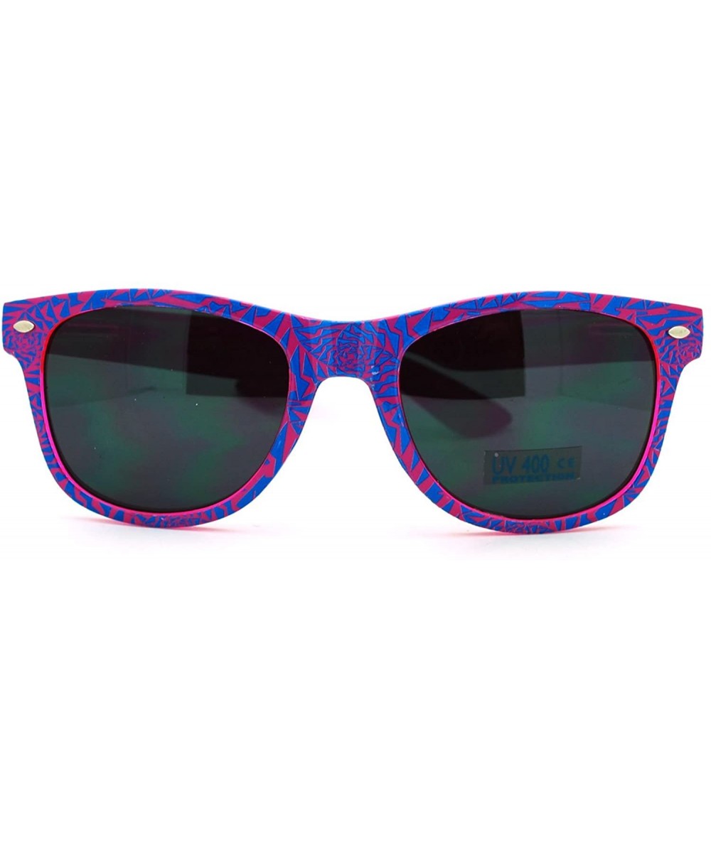 Wayfarer 90's Geometric Pop Art Pattern Skater Horned Sunglasses - Pink Blue - CL11HECK3WT $11.74