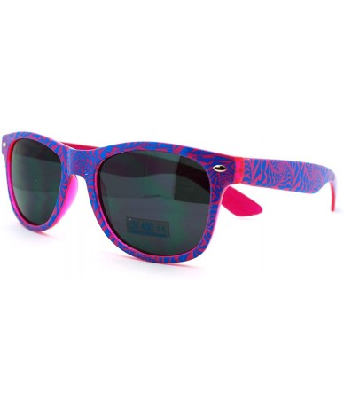 Wayfarer 90's Geometric Pop Art Pattern Skater Horned Sunglasses - Pink Blue - CL11HECK3WT $11.74