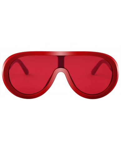 Oversized Oversized Sunglasses for Women Shades Flat Lenses One Piece Frame Glasses - Red Frame Red Lens - CX18TE0RWD0 $12.11