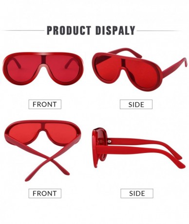 Oversized Oversized Sunglasses for Women Shades Flat Lenses One Piece Frame Glasses - Red Frame Red Lens - CX18TE0RWD0 $12.11