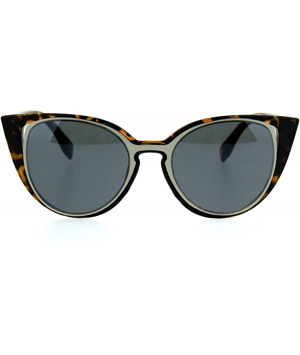 Cat Eye Retro Double Rim Womens Cat Eye Goth Diva Sunglasses - Tortoise Black - C11853R0CLW $15.33