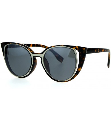 Cat Eye Retro Double Rim Womens Cat Eye Goth Diva Sunglasses - Tortoise Black - C11853R0CLW $15.33