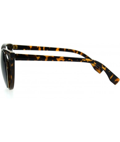 Cat Eye Retro Double Rim Womens Cat Eye Goth Diva Sunglasses - Tortoise Black - C11853R0CLW $15.33