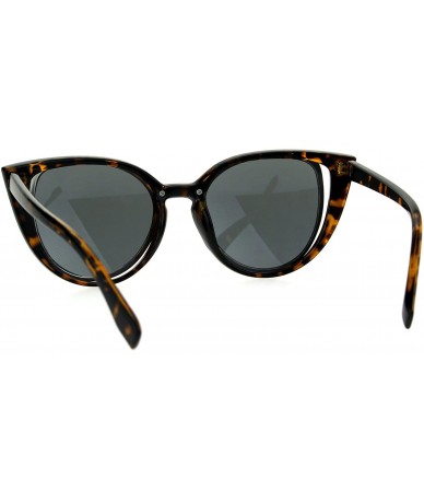 Cat Eye Retro Double Rim Womens Cat Eye Goth Diva Sunglasses - Tortoise Black - C11853R0CLW $15.33