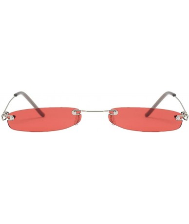 Oval Fashion Vintage Sunglasses Small Rectangular Frame Eyewear Hippie Sunglasses for Lady Man(Red) - CB1974CXE42 $8.49