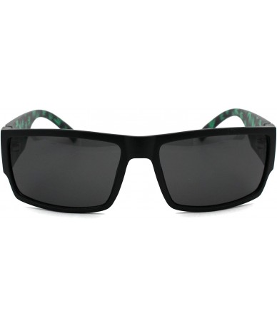 Rectangular Marijuana Pot Leaf Print Rectangular Mad Dog Sunglasses - Matte Black Green - C518WOOW63C $10.18