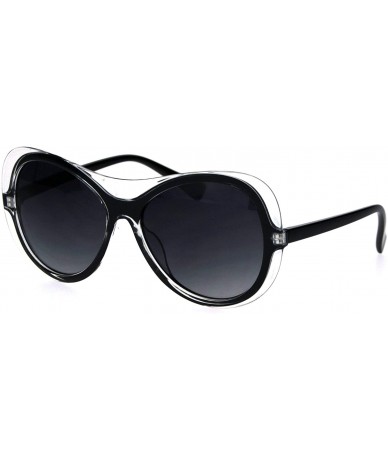 Oversized Womens Unique Racer Shield Plastic Oversize Designer Sunglasses - Black Smoke - C218IDXU4G7 $18.45