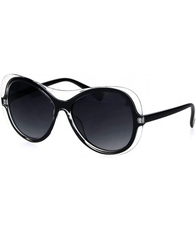 Oversized Womens Unique Racer Shield Plastic Oversize Designer Sunglasses - Black Smoke - C218IDXU4G7 $8.12