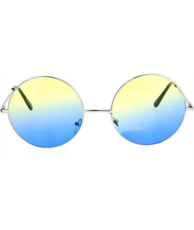 Round Groovy Oversize Color Round Circle Lens Hippie Sunglasses - Yellow Blue - CT12NYUGUP0 $11.86