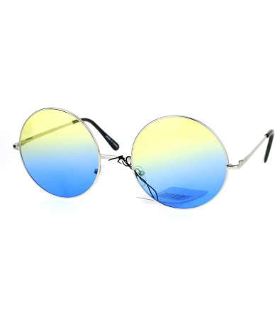 Round Groovy Oversize Color Round Circle Lens Hippie Sunglasses - Yellow Blue - CT12NYUGUP0 $11.86