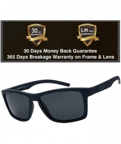 Square Polarized Rectangular Sunglasses Driving Fishing - 9-rubber Navy Blue - CP18AUTNTT4 $12.45