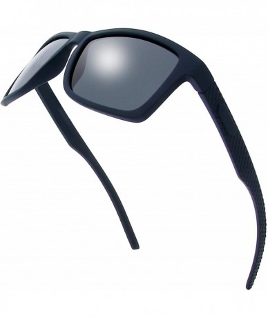 Square Polarized Rectangular Sunglasses Driving Fishing - 9-rubber Navy Blue - CP18AUTNTT4 $12.45