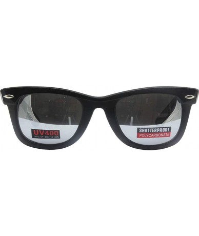 Wayfarer Hipster 6 Sunglasses Wayfarer Style Two-Tone Black Frames Mirror Lenses - CV11XUB1VYR $21.63