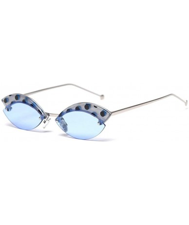 Oval Designer Frameless sunglassesSunglasses Vintage Reflective - Blue - CG1999EZO0Z $12.31