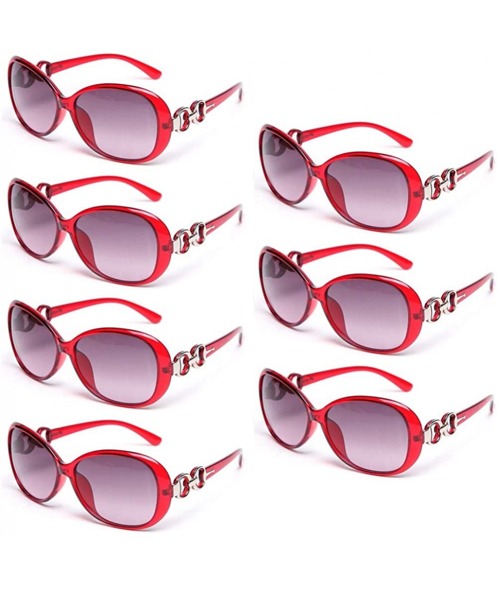 Oversized 7 Packs Vintage Oversized Sunglasses for Women 100% UV Protection Large Eyewear - 7 Pack Burgundy - CW196IGERDD $42.20