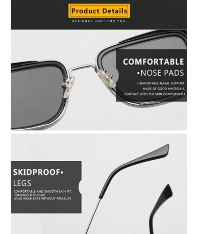 Square Men's and Women's Aviator Square Metal Frame Classic Sunglasses-Steam Punk Square Glasses-Kabir Singh Shades - C218Z82...