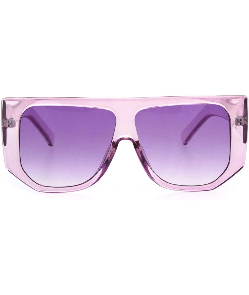 Square Womens Flat Top Mob Thick Plastic Mafia Retro Sunglasses - Purple - CF18I7666XQ $19.63