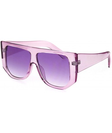Square Womens Flat Top Mob Thick Plastic Mafia Retro Sunglasses - Purple - CF18I7666XQ $19.63