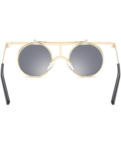 Aviator Steam punk sunglasses Reflector sunglasses for men and women retro Polarized Sunglasses round - A - C118QC9R738 $23.01